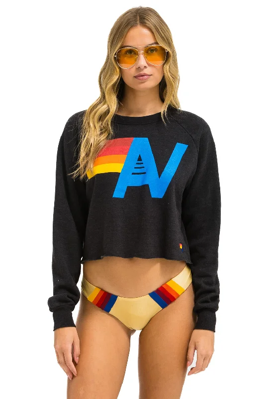LOGO CROPPED CREW SWEATSHIRT - BLACK Hoodie Sweatshirt Pullover