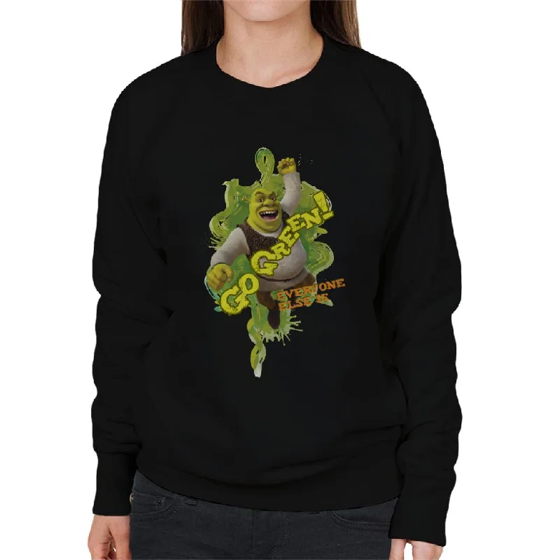 Shrek Go Green Everyone Else Is Women's Sweatshirt Hoodie with Stripes Bold Sporty