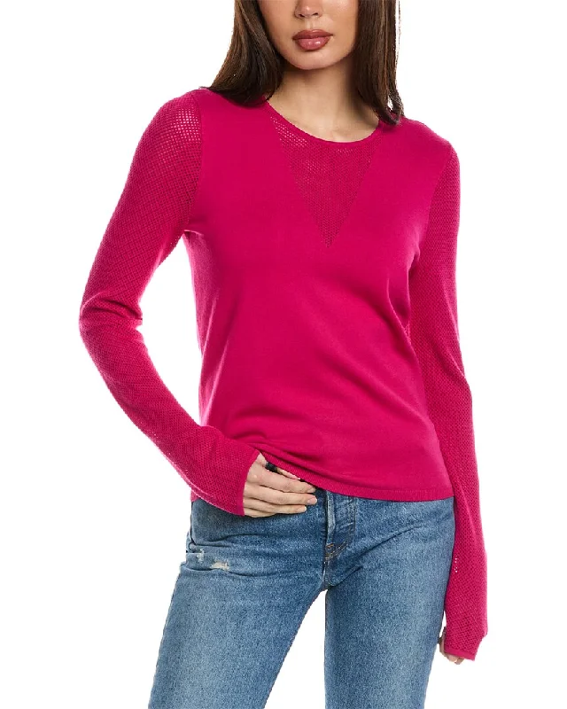 St. John Mesh Knit Sweater Hooded Sweater Collared Sweater Shawl Collar