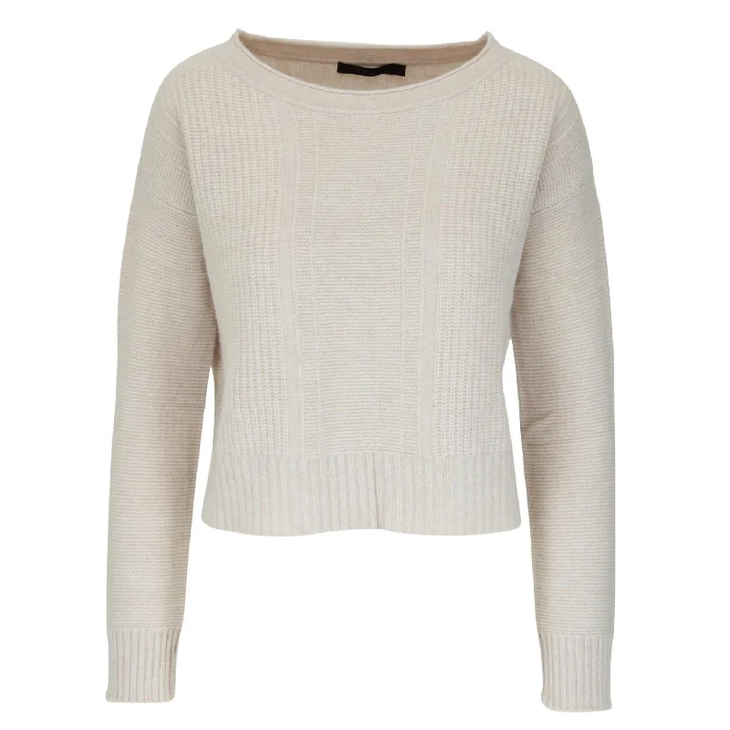 The Hazel Sweater In Snow Mesh Blend Leather Blend Suede Blend