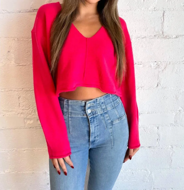 Seasonal Snuggle Sweater In Pink Satin Blend Silk Blend Wool Blend