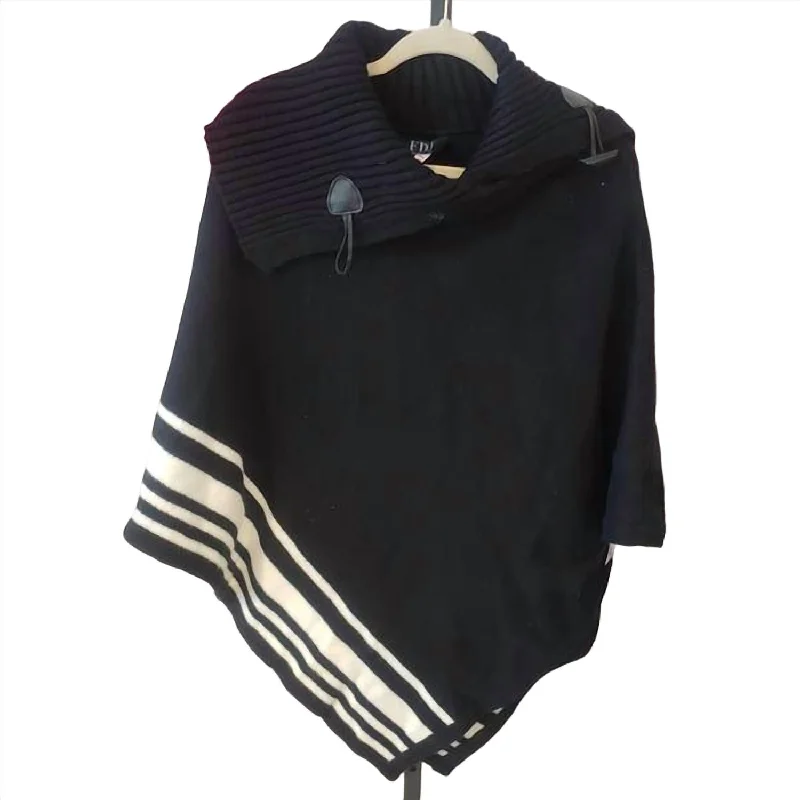 Women's Sweater Shawl In Black Graphic Sweater Embroidered Appliqued