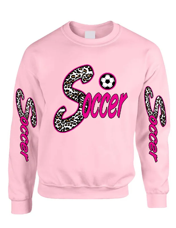 Soccer White Leopard women's sweatshirt Hoodie with Oversized Fit Loose Comfortable