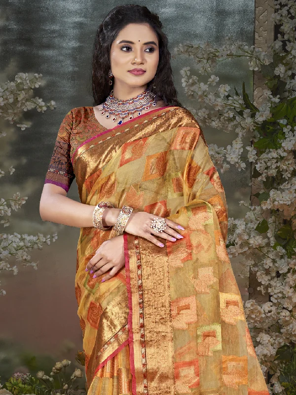 Women Teal Chanderi Saree With Un Stitched Blouse Bell Sleeve Blouse
