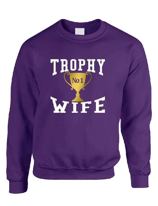 Adult Sweatshirt Trophy Wife Cool Xmas Love Holiday Gift Hoodie with Distressed Vintage Worn