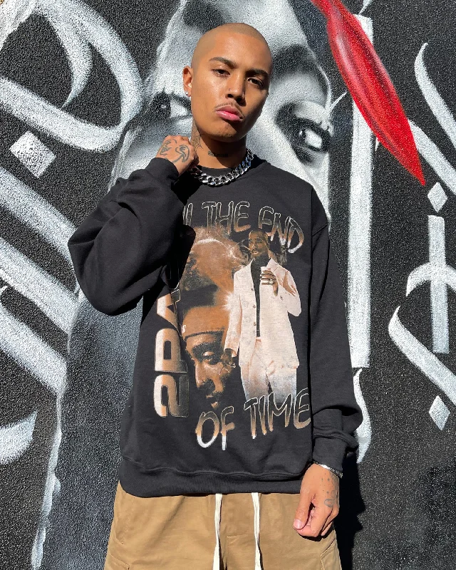 TUPAC Uteot Litho Vintage Sweater Black Satin Fabric Silk Fabric Chiffon Fabric
