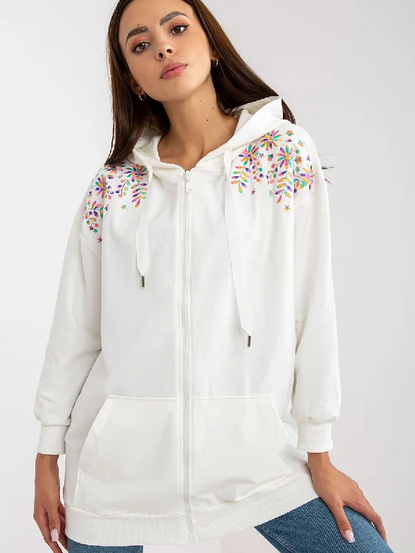 Sweatshirt Rue Paris Hoodie with Half-Zip Sporty Casual