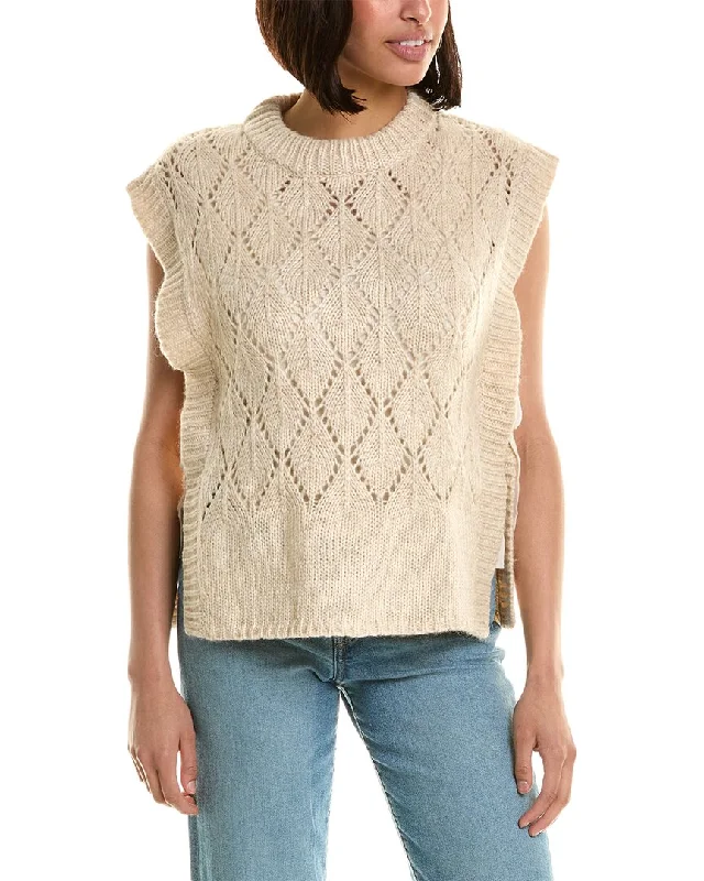 Merlette Shawl Wool & Alpaca-Blend Sweater Front Pockets Side Pockets Patch Pockets
