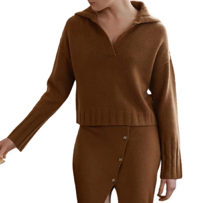 Maeve Sweater In Caramel Fleece Fabric Down Fabric Feather Fabric