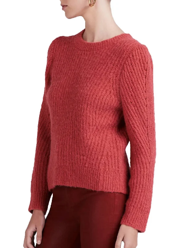 Ryan Puff Sleeve Sweater In Rhubarb Sweater Knitwear Pullover