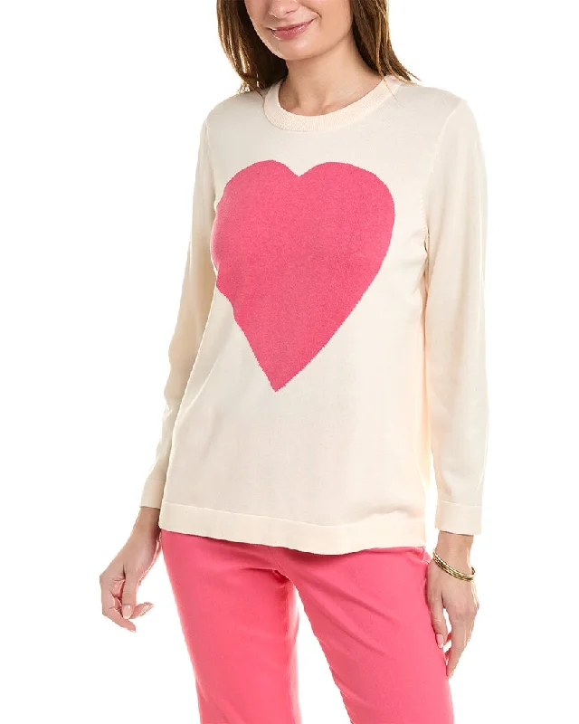 Jones New York Heart Sweater Satin Blend Silk Blend Wool Blend