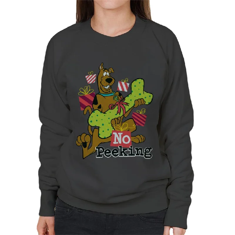 Scooby Doo Christmas No Peeking Women's Sweatshirt Hoodie with Monochrome Minimalist Simple