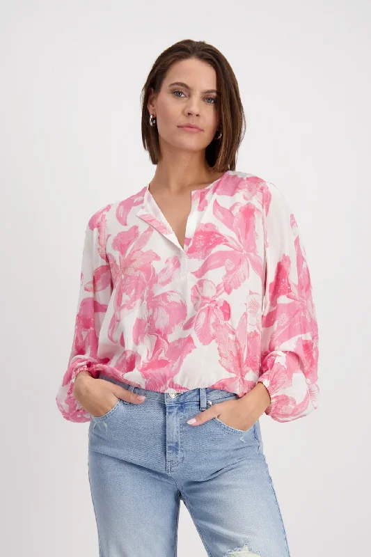 Floral Blouse 408183MNR in PINK Smoothie Pattern by Monari Loose Fit Blouse