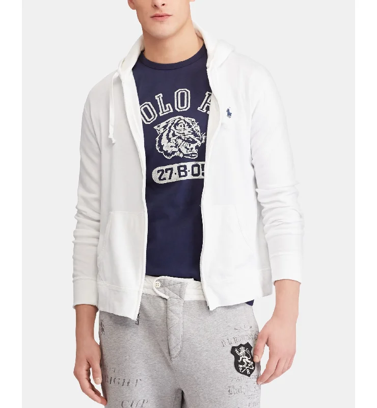 Polo Ralph Lauren Mens Classic Fit Spa Terry Hoodie Hoodie with Hem Raw Edge Edgy Unfinished