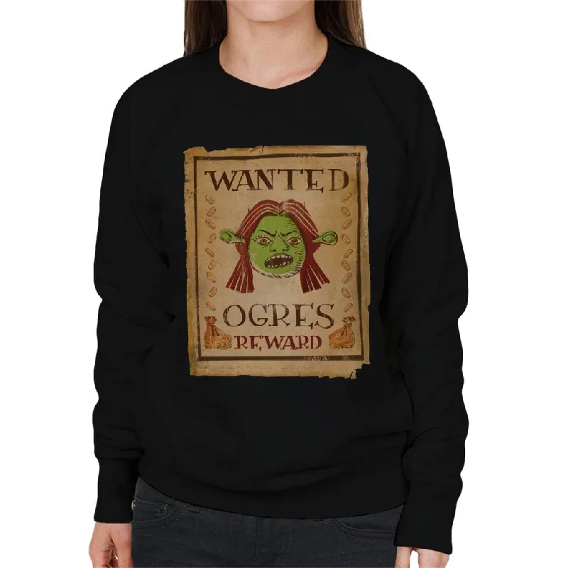 Shrek Princess Fiona Wanted Ogres Reward Women's Sweatshirt Hoodie with Typography Text Message