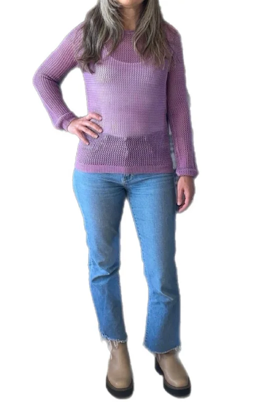 Knit Orchid Haze Sweater In Purple Mesh Sweater Canvas Denim