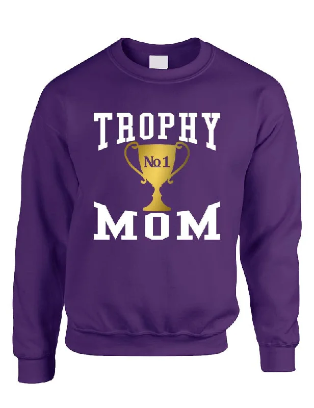 Adult Sweatshirt Trophy Mom Gift Love Mother's Day Sweatshirt Hoodie Crop Top Short Trendy