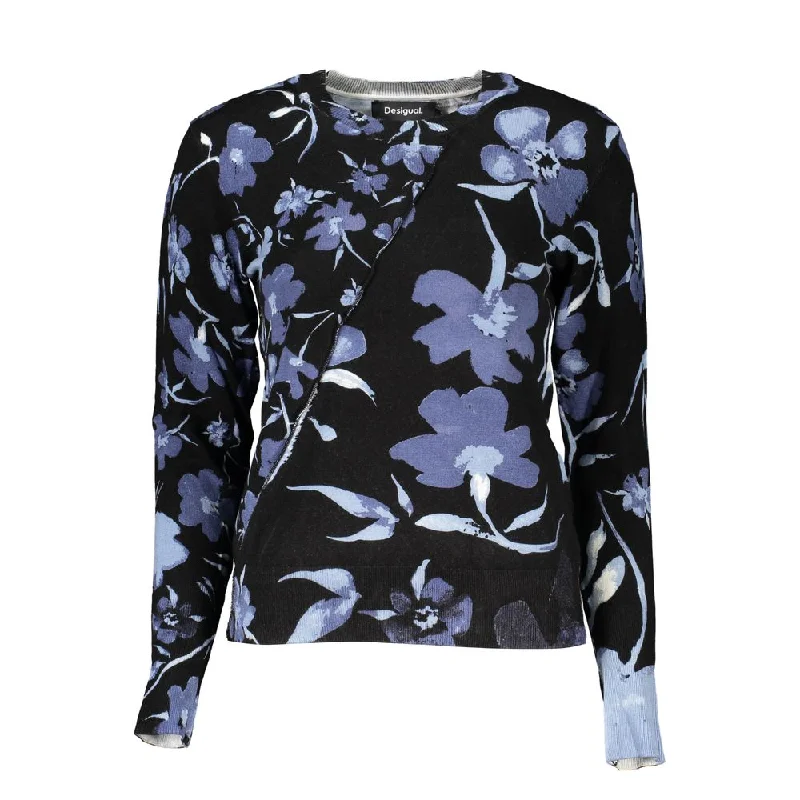 Desigual Chic Contrasting Crew Neck Women's Sweater Zippered Front Buttoned Front Snap Front