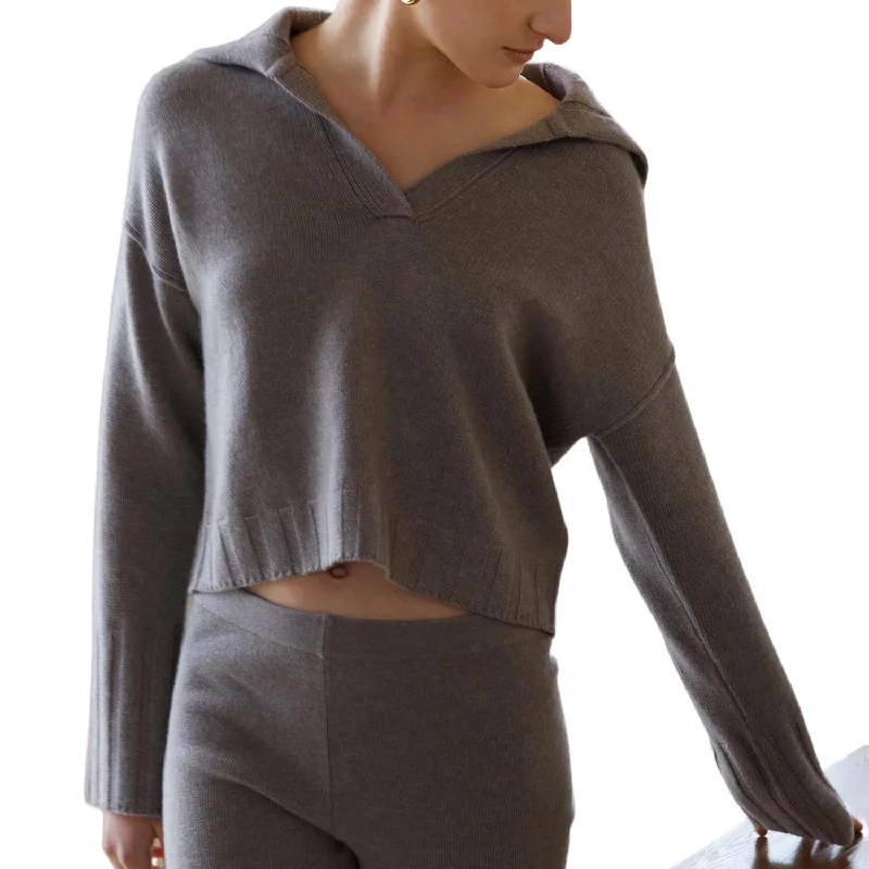 Maeve Sweater In Stone Zippered Buttoned Snapped