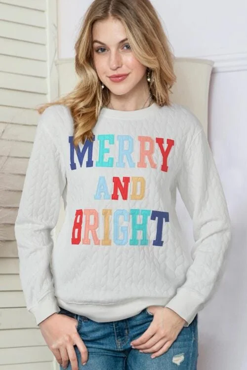 MERRY AND BRIGHT Cable Knit Pullover Sweatshirt Hoodie with Tie-Dye Psychedelic Retro