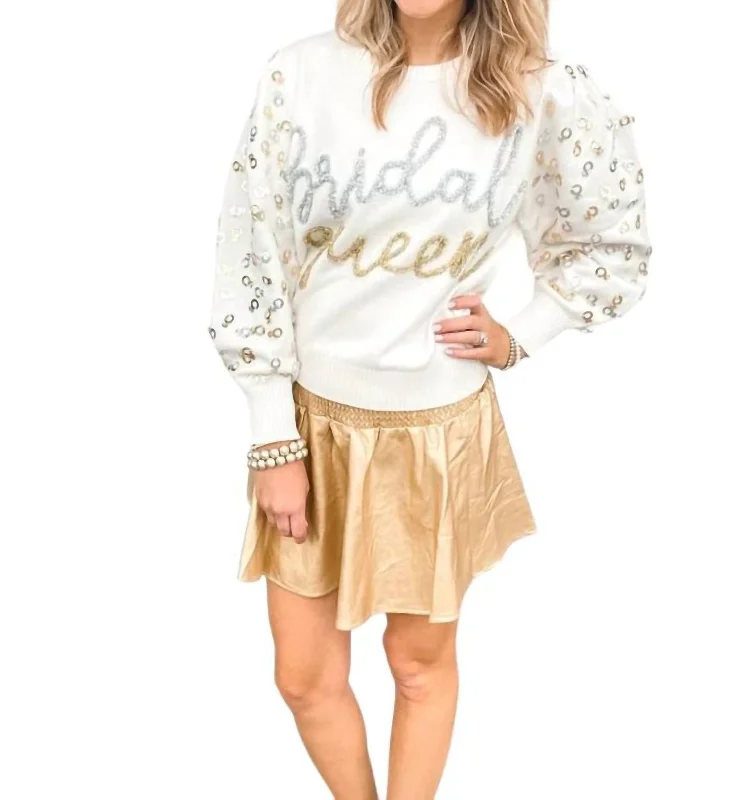 Bridal Queen Sweater In White Seamless Knitted Crochet