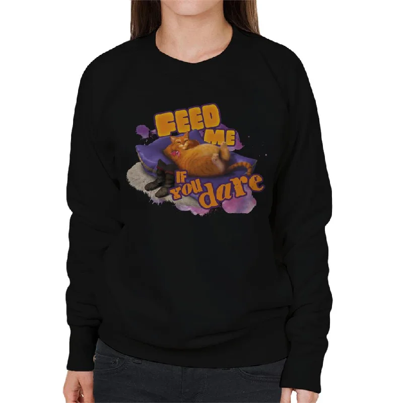 Shrek Puss In Boots Feed Me If You Dare Women's Sweatshirt Hoodie with Pastel Soft Subtle