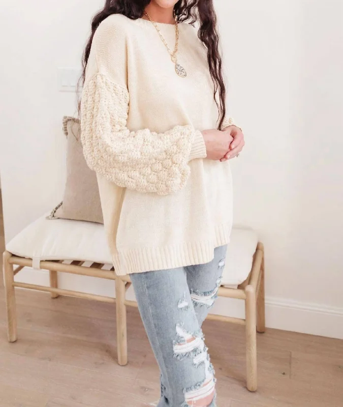Bubbly B Sweater In Ivory Zippered Buttoned Snapped