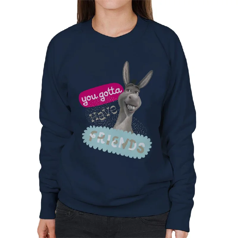 Shrek Donkey You Gotta Have Friends Women's Sweatshirt Hoodie with Side Slits Relaxed Casual