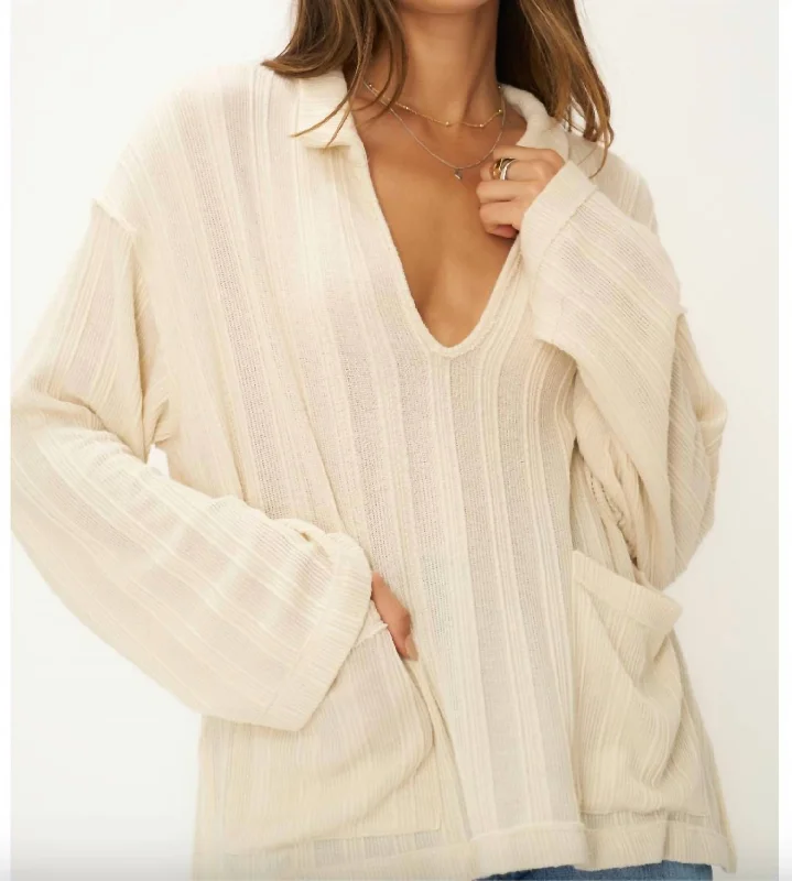 Jolina Textured Sweater In Ivory Fitted Loose Oversized