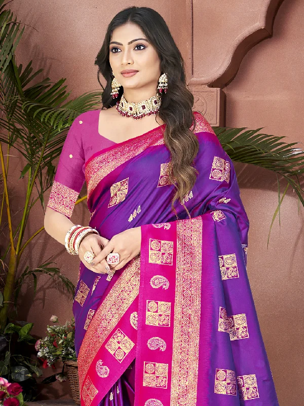 Women Lavender Silk Saree With Un Stitched Blouse Everyday Stylish Blouse