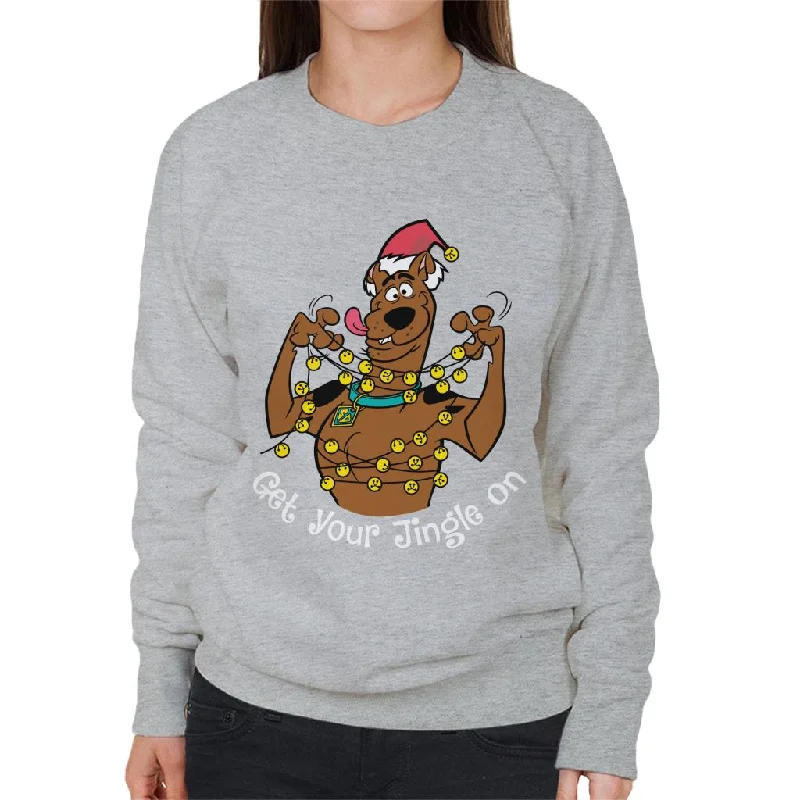 Scooby Doo Christmas Tangled In Lights Women's Sweatshirt Hoodie with Hem Contrast Bold Stylish