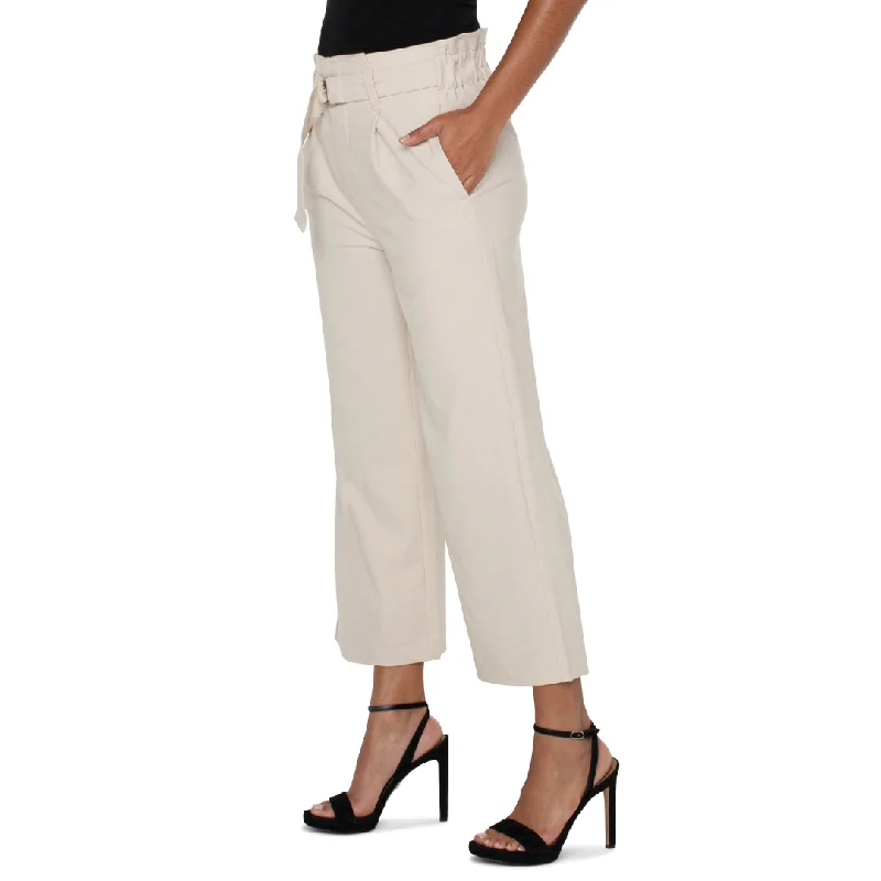 Liverpool Belted Paperbag Wide Leg Crop Pants (Dusty Tan & Serpentine) Elegant Silk Pants Liverpool Belted Paperbag Wide Leg Crop Pants (Dusty Tan & Serpentine) Elegant Silk Pants