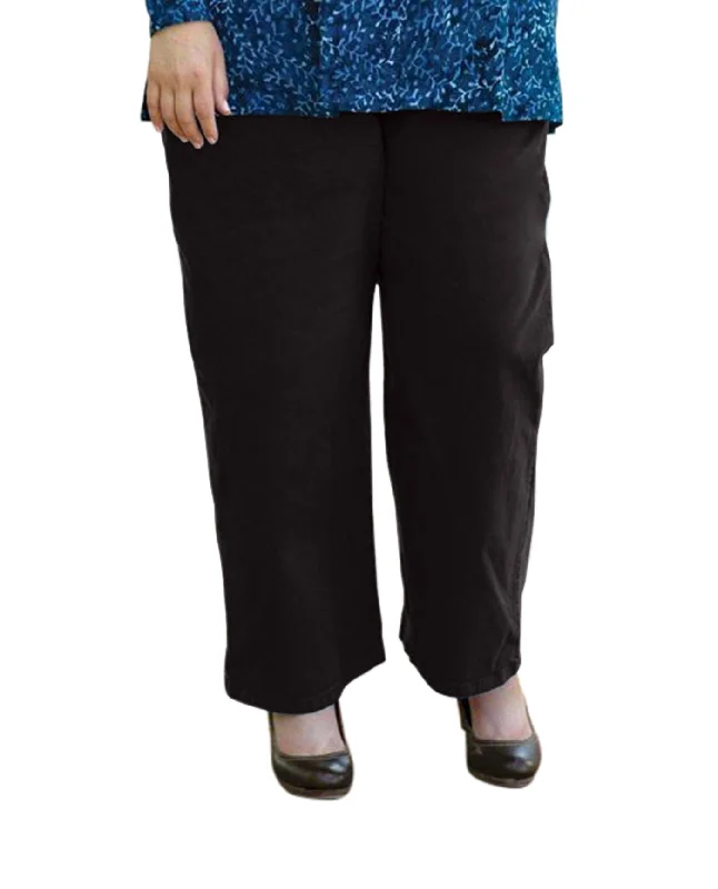 On The Plus Side Classic Wide Leg Stretch Twill Plus Size Pants Chic Capri Pants