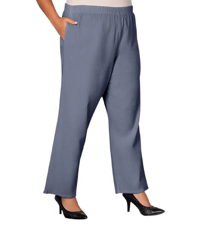 On The Plus Side Plus Size Wide Leg Crinkle Cotton Pants Cozy Maternity Pants