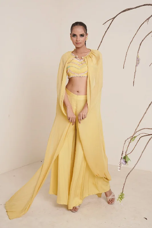 Yellow Pant Set Chic Wool Trousers