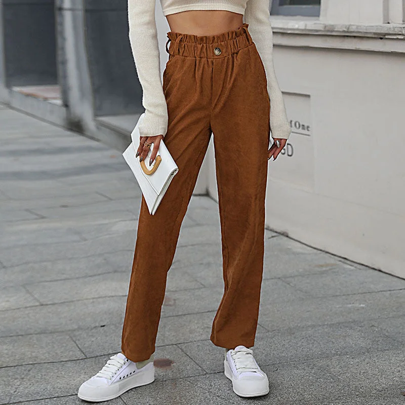 IKEARLAX New new autumn and winter 2025 2025 trade casual elastic nine-point pants commuter corduroy straight pants women Formal Slim Pants IKEARLAX New new autumn and winter 2025 2025 trade casual elastic nine-point pants commuter corduroy straight pants women Formal Slim Pants