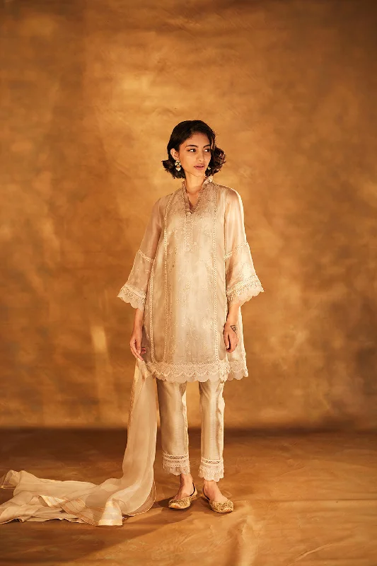 Organza Kurta with Slip & Silk Pants Cozy Lounge Pants