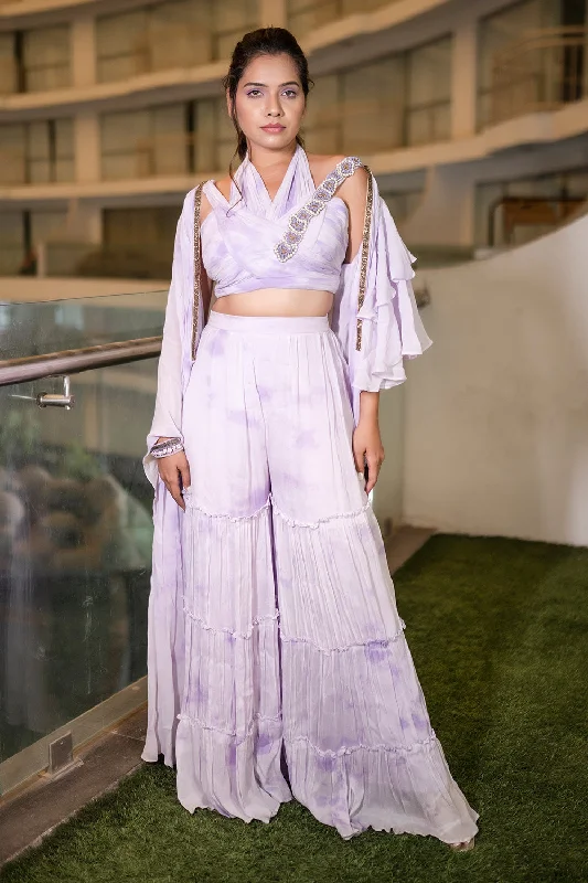 Lavender Pant Set Fashionable Button-Up Pants
