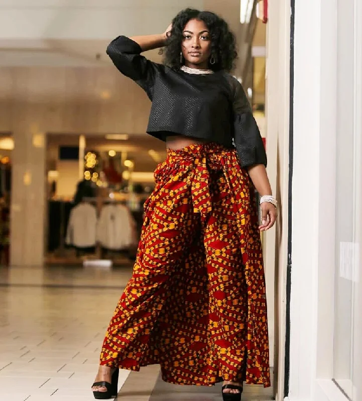 Red and Gold Ankara Pants Skirt Elegant Trouser Pants