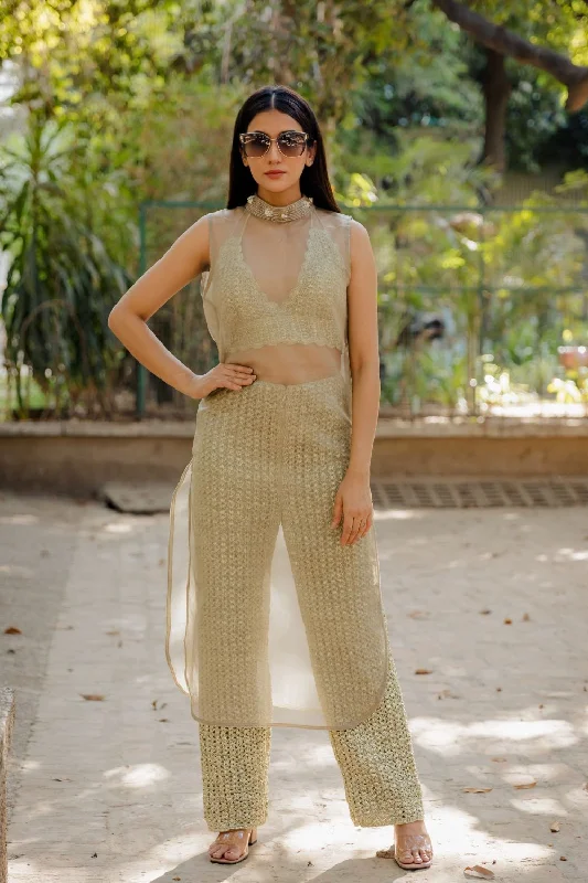 Light Olive Mesh Pant Set Soft Stretch Pants