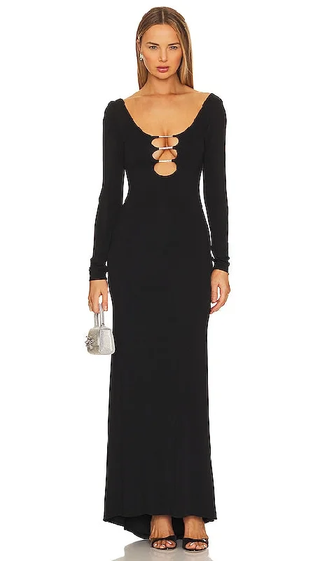 Alice + Olivia Kalena Cutout Maxi Dress in Black Comfortable Bohemian Maxi Dress