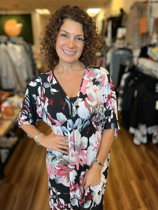 Bethany - Floral V-Neck Maxi Dress Comfortable Fitted Maxi Dress