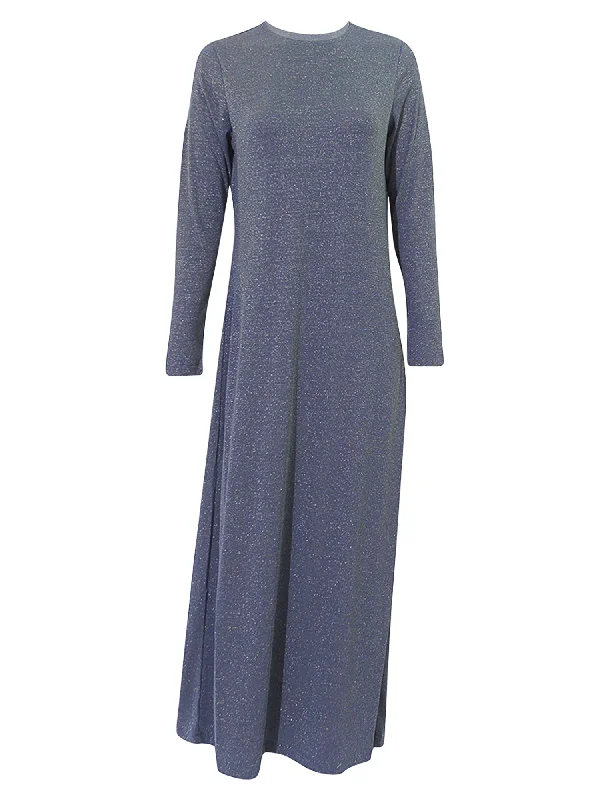 DZesign Ribbed Shimmer Maxi Dress Stylish Long Sleeve Maxi Dress