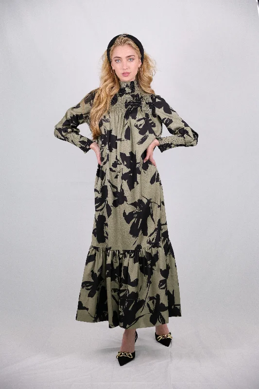 Esme Hunter Floral Maxi Dress Comfortable Maxi Dress with Belt