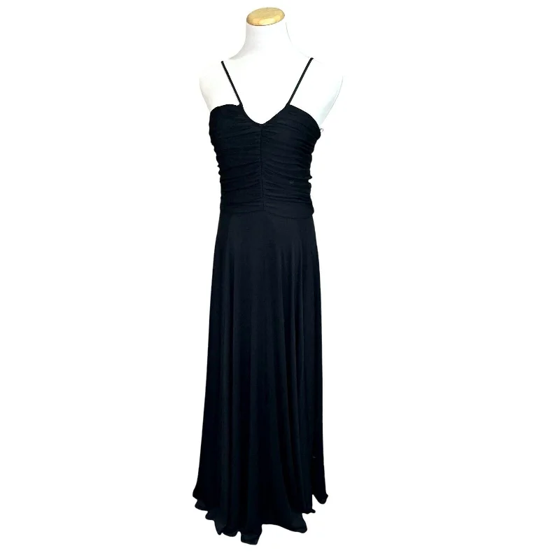 Halston Heritage NEW Black Jersey Ruched Maxi Dress Size Small $425 Stylish Empire Waist Maxi Dress