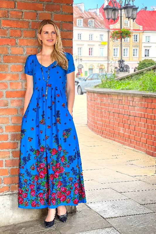 Lesia Blue Maxi Dress Comfortable Fit-and-Flare Maxi Dress