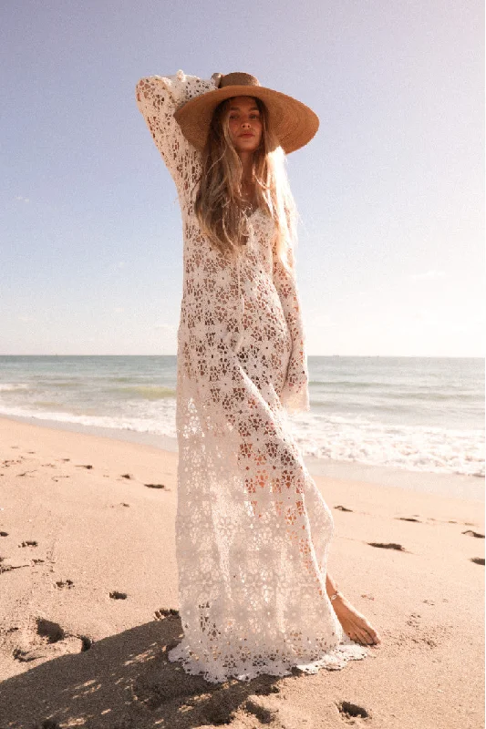 Lorne Cotton Crochet Maxi Dress Comfortable Fit-and-Flare Maxi Dress