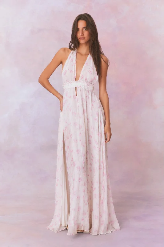 Love Fragrance Halter Maxi Dress- STERLING DUSK Cozy Ribbed Maxi Dress