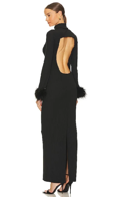 LPA Noemi Maxi Dress in Black Elegant Maxi Dress with Drapes