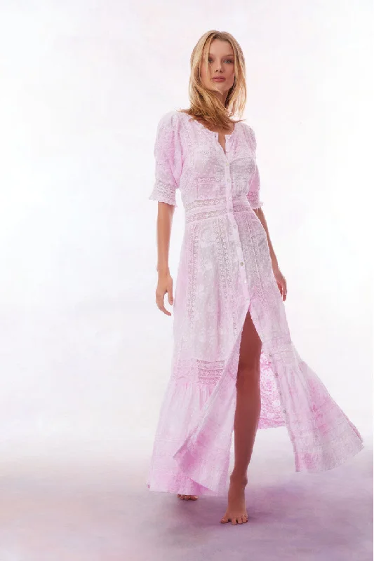 Minka Maxi Dress-PEONY PINK Cozy Ruffle Sleeve Maxi Dress